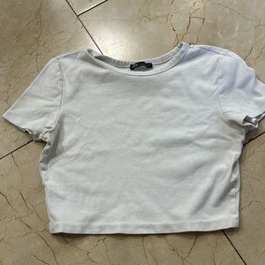 Zara white crop tee.